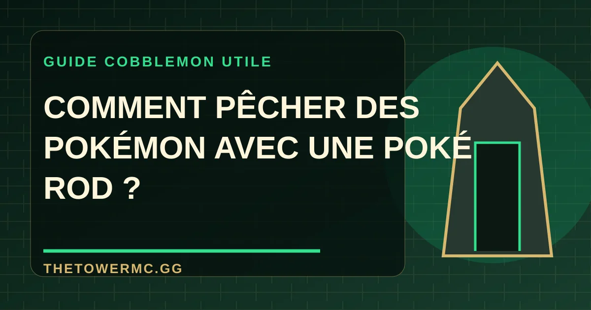 Joueur Minecraft lançant une Poké Rod dans un lac où nagent plusieurs Pokémon aquatiques Cobblemon.